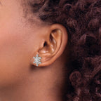 14k White Gold 1/4 carat Diamond Snowflake Post Earrings