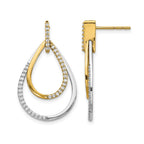 14k Two-tone 1/2 carat Diamond Teardrop Dangle Post Earrings
