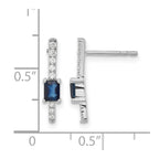 14k White Gold 5x3mm Emerald-cut Sapphire and Diamond Post Earrings
