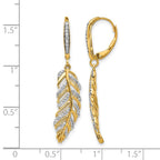 14k Diamond Fancy Feather Leverback Earrings