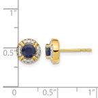 14k 4.5mm Round Sapphire and Diamond Halo Post Earrings