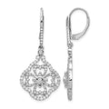 14k White Gold 1 carat Diamond Fancy Dangle Leverback Earrings
