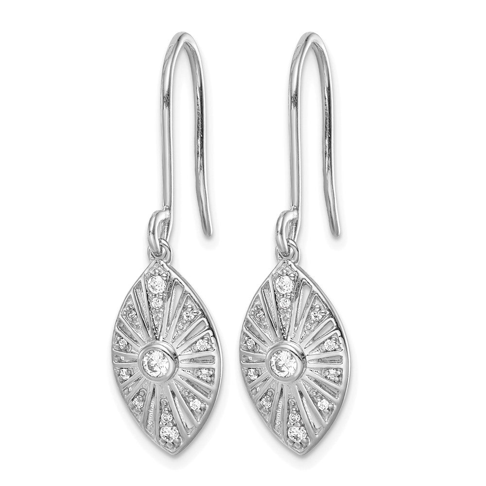 14k White Gold 1/5 carat Diamond Vintage-style Dangle Shepherd Hook Earrings