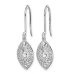 14k White Gold 1/5 carat Diamond Vintage-style Dangle Shepherd Hook Earrings