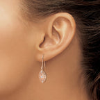 14k White Gold 1/5 carat Diamond Vintage-style Dangle Shepherd Hook Earrings