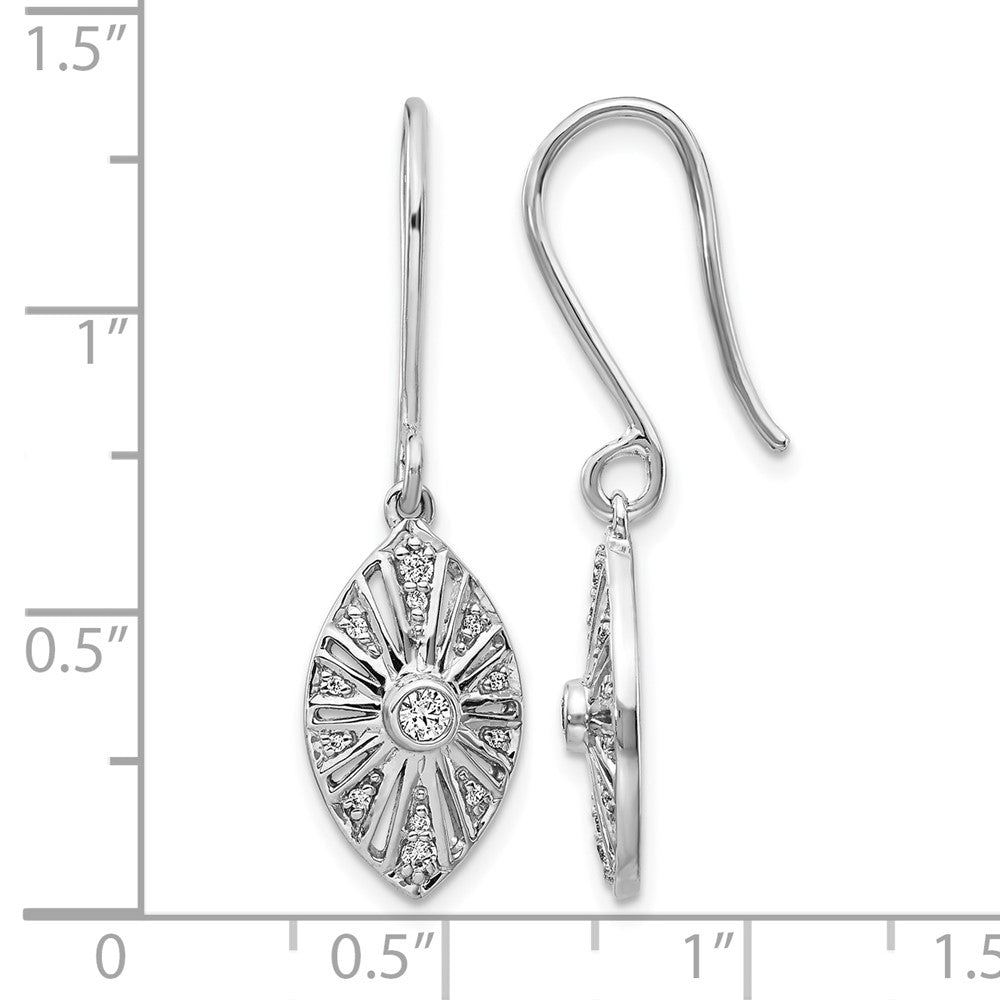 14k White Gold 1/5 carat Diamond Vintage-style Dangle Shepherd Hook Earrings