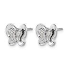 14k White Gold 1/6 carat Diamond Butterfly Post Earrings