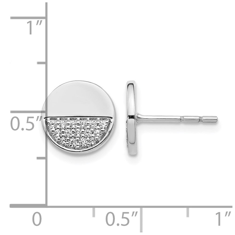 14k White Gold 1/5 carat Diamond Fancy Circle Post Earrings