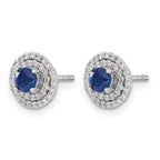 14k White Gold Double Row Diamond Halo Jackets and 4mm Sapphire Stud Earrings