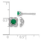 14k White Gold Diamond Square Jackets and 4mm Emerald Stud Earrings