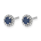 14k White Gold Diamond Halo Jackets and 4mm Sapphire Stud Earrings