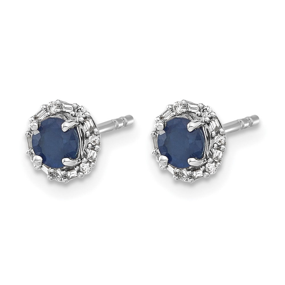 14k White Gold Diamond Halo Jackets and 4mm Sapphire Stud Earrings