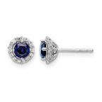 14k White Gold Diamond Halo Jackets and 4mm Sapphire Stud Earrings