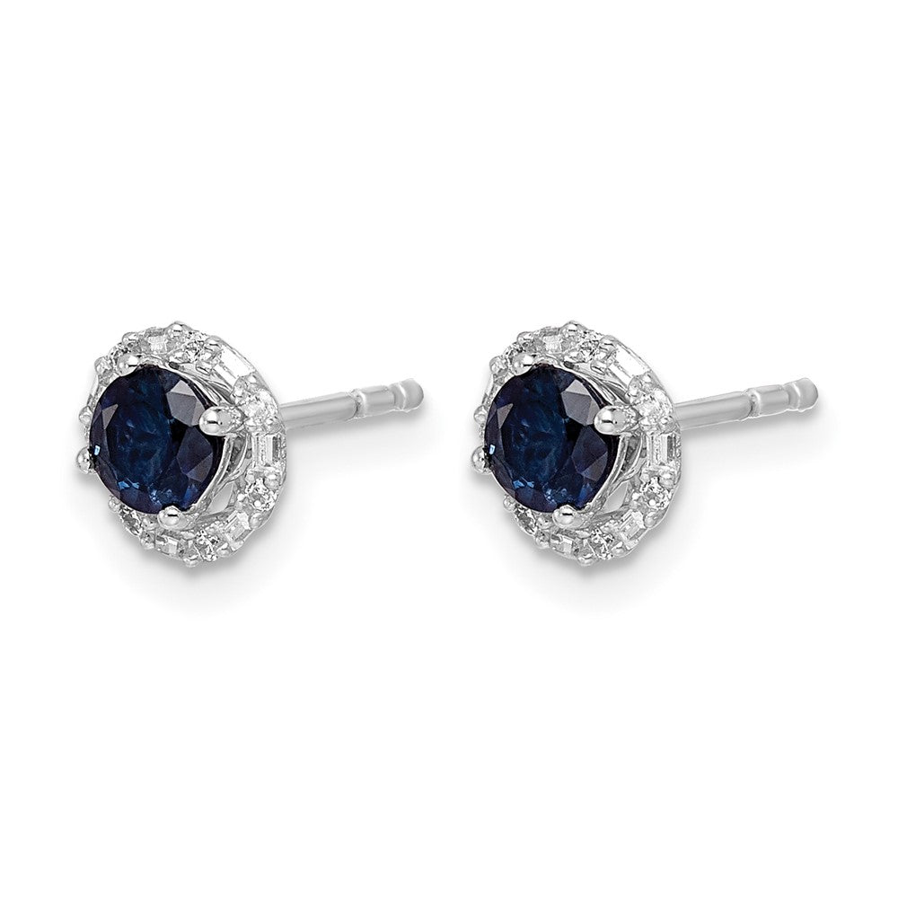 14k White Gold Diamond Halo Jackets and 4mm Sapphire Stud Earrings
