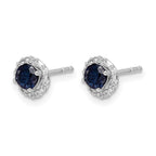 14k White Gold Diamond Halo Jackets and 4mm Sapphire Stud Earrings