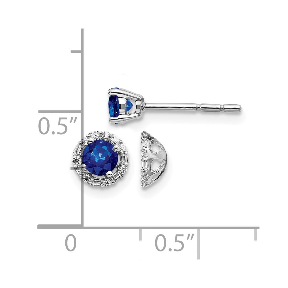 14k White Gold Diamond Halo Jackets and 4mm Sapphire Stud Earrings