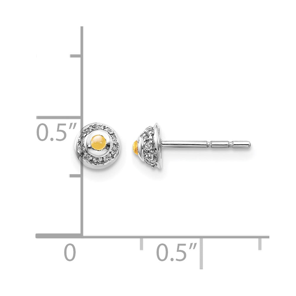 14k White Gold Diamond and Cabochon Citrine Earrings