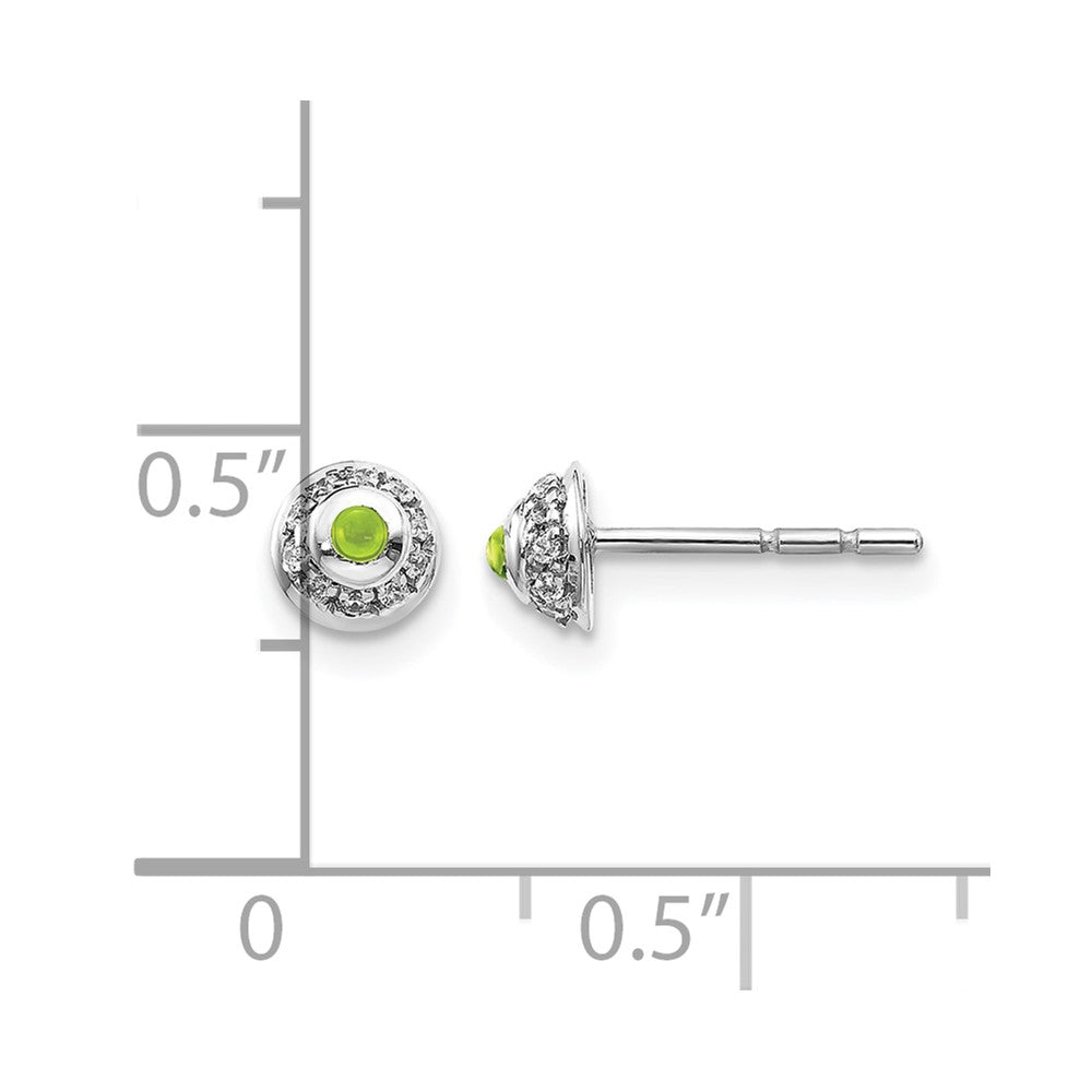 14k White Gold Diamond and Cabochon Peridot Earrings