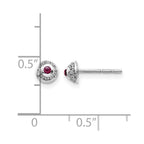 14k White Gold Diamond and Round Rhodolite Garnet Cabochon Post Earrings