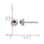 14k White Gold Diamond and Cabochon Rhodolite Garnet Earrings