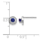 14k White Gold 3mm Round Sapphire Cabochon and Diamond Halo Post Earrings