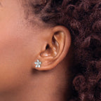 14k White Gold 1/20 carat Diamond Flower Post Earrings
