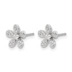 14k White Gold 1/4 carat Diamond Flower Post Earrings