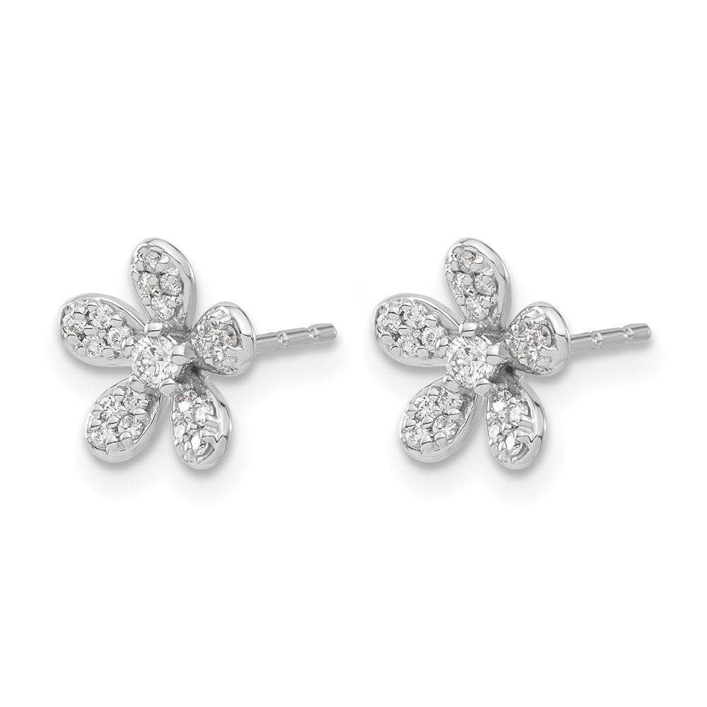 14k White Gold 1/4 carat Diamond Flower Post Earrings