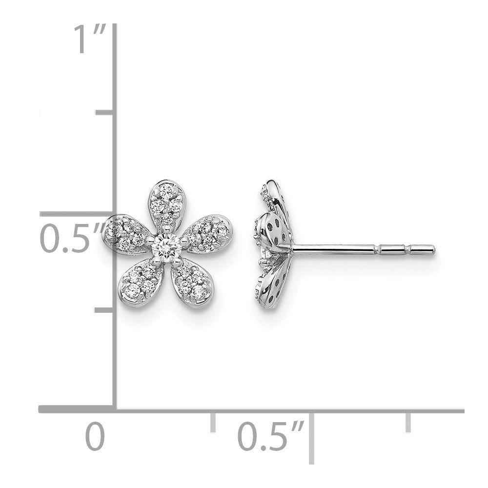 14k White Gold 1/4 carat Diamond Flower Post Earrings