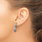 14k White Gold Diamond and Sapphire Floral Dangle Post Earrings