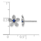 14k White Gold Diamond and Sapphire Flower Post Earrings