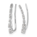 14k White Gold 1/6 carat Diamond Graduated Ear Climber Earrings