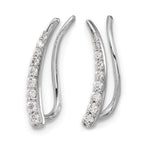 14k White Gold 1/6 carat Diamond Graduated Ear Climber Earrings