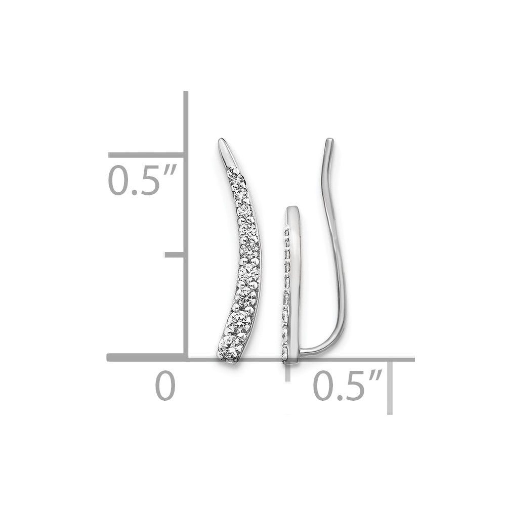 14k White Gold 1/6 carat Diamond Graduated Ear Climber Earrings