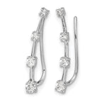 14k White Gold 1/3 carat Diamond Graduated 4-stone Ear Climber Earrings