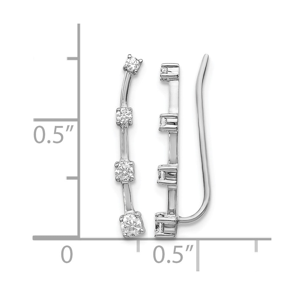 14k White Gold 1/3 carat Diamond Graduated 4-stone Ear Climber Earrings