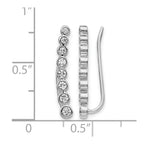 14k White Gold 3/8 carat Diamond Bezel Graduated Ear Climber Earrings