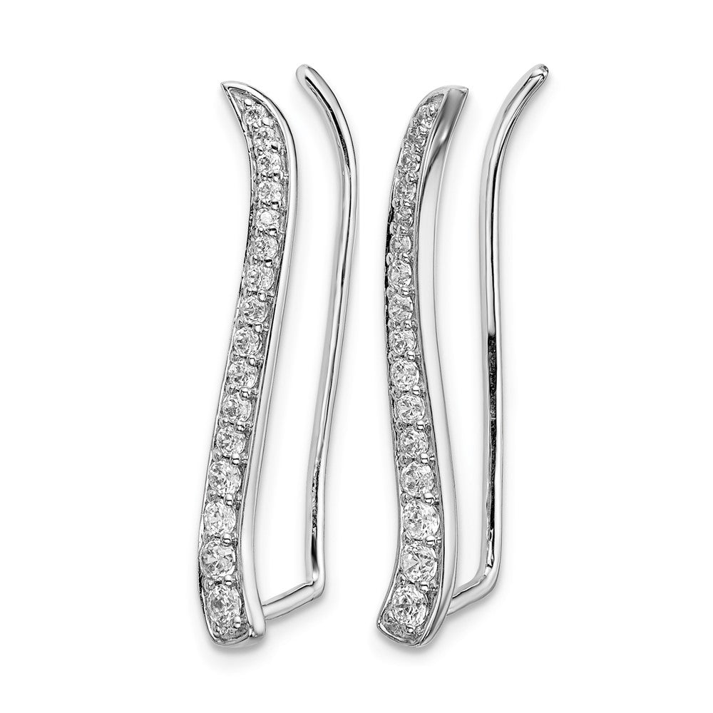 14k White Gold 1/2 carat Diamond Curved Ear Climber Earrings