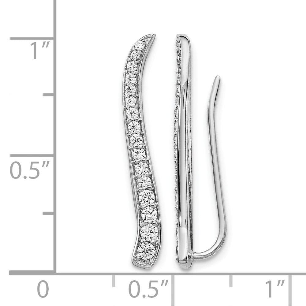 14k White Gold 1/2 carat Diamond Curved Ear Climber Earrings