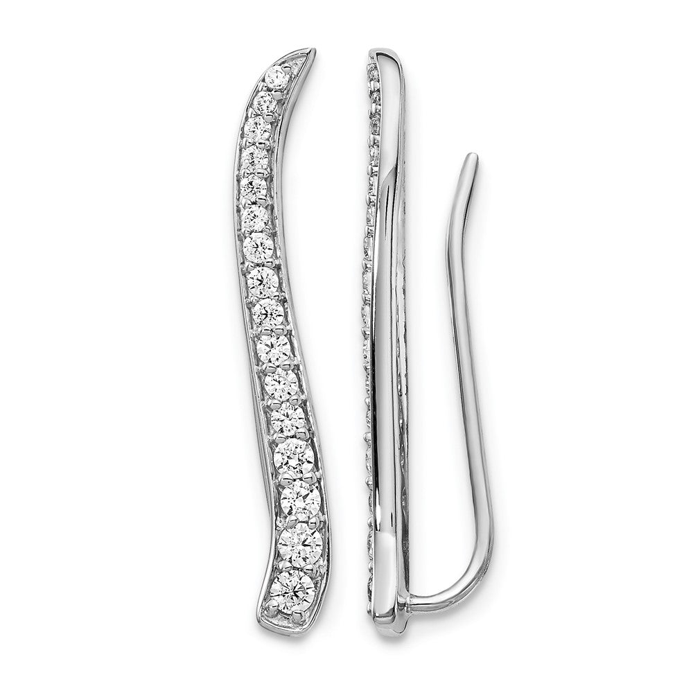 14k White Gold 1/2 carat Diamond Curved Ear Climber Earrings