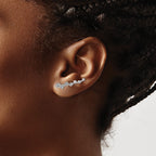 14k White Gold 1/2 carat Diamond Graduated Ear Climber Earrings