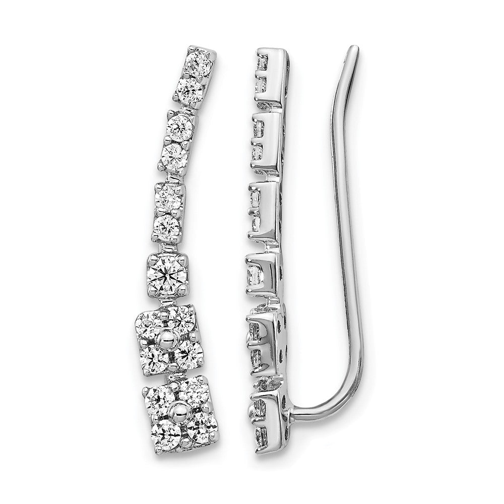14k White Gold 1/2 carat Diamond Graduated Ear Climber Earrings