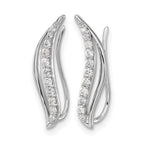 14k White Gold 1/4 carat Diamond Wave Ear Climber Earrings