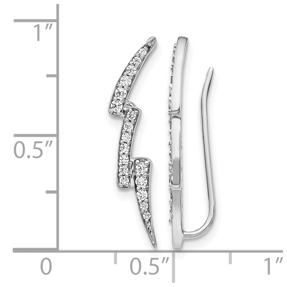 14k White Gold 1/3 carat Diamond Lightning Ear Climber Earrings