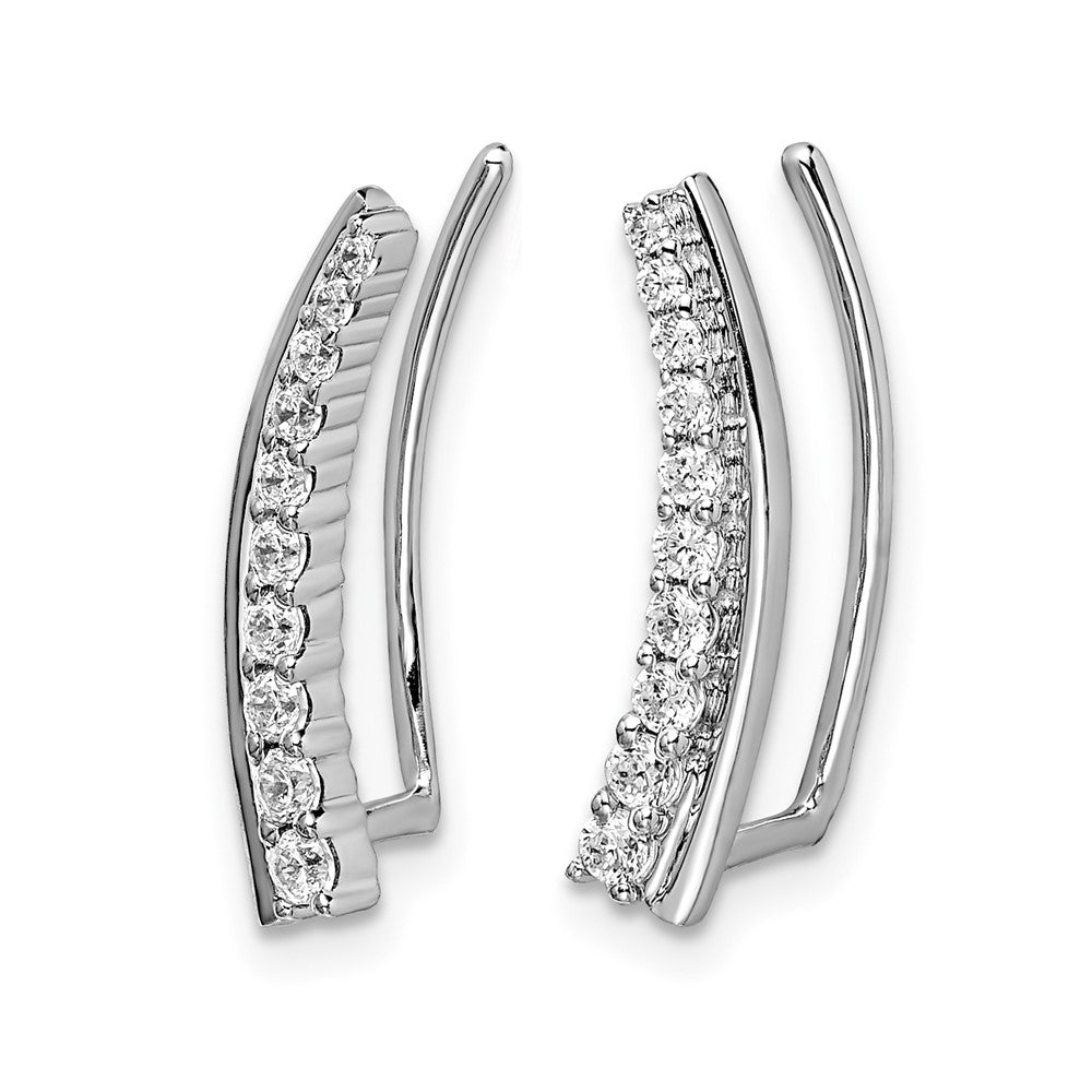 14k White Gold 1/3 carat Diamond Graduated Ear Climber Earrings