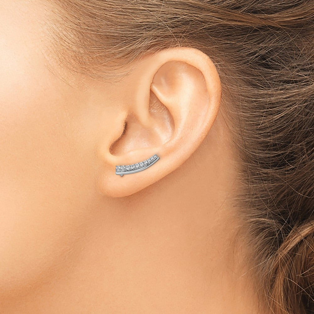 14k White Gold 1/3 carat Diamond Graduated Ear Climber Earrings