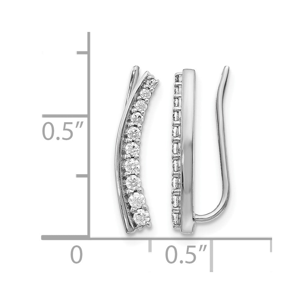14k White Gold 1/3 carat Diamond Graduated Ear Climber Earrings
