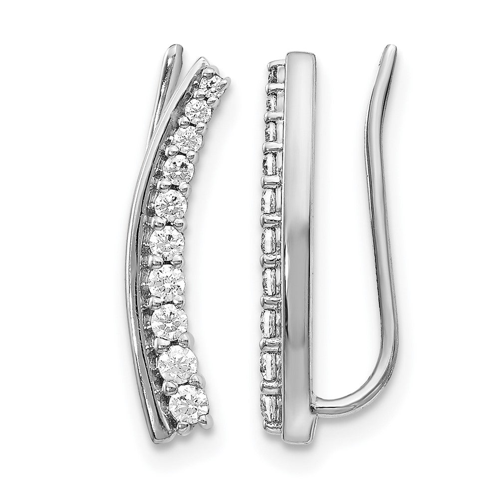 14k White Gold 1/3 carat Diamond Graduated Ear Climber Earrings