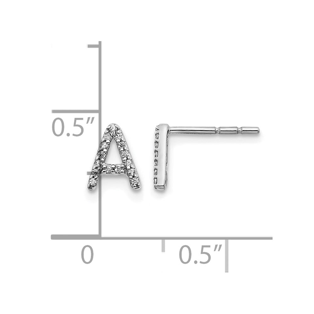 14k White Gold Diamond Initial A Post Earrings