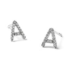 14k White Gold Diamond Initial A Post Earrings